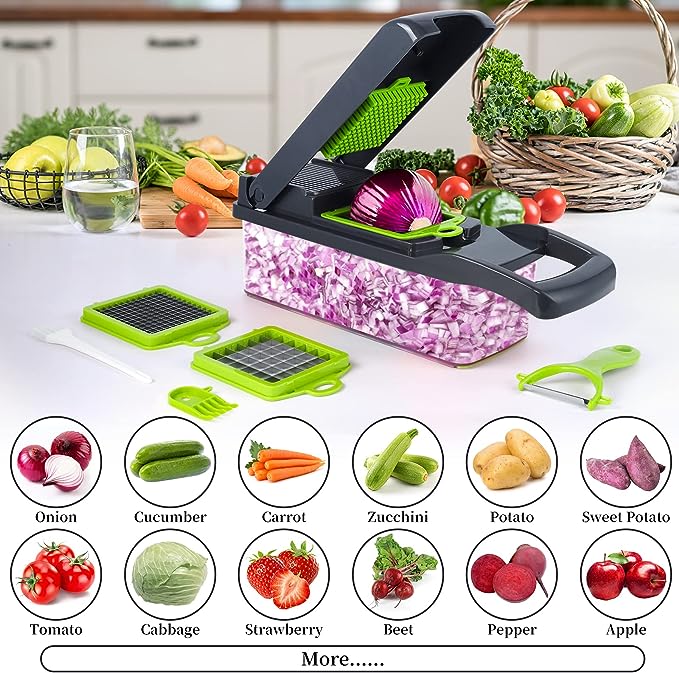 12-in-1 Vegetable Chopper & Slicer – Cut, Dice & Slice in Seconds | Fast UAE Delivery 🇦🇪